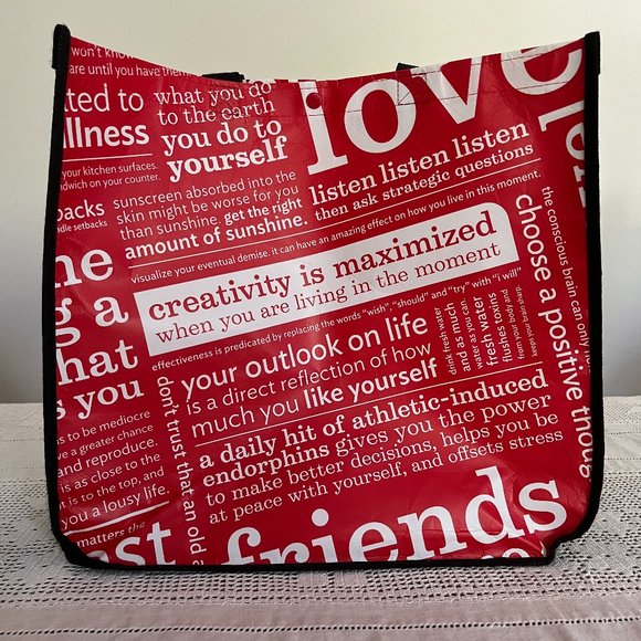 Lululemon Manifesto red & white large reusable tote bag - Picture 1 of 5